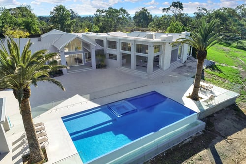 Arial view of a custom built swimming pool